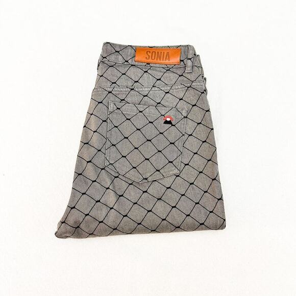Sonia Rykiel Gray Chain Link Patterned Slim Leg Denim Jeans Size 38 - Picture 1 of 9